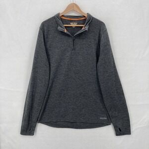 Omni-Wool Pullover Mens 2XL Gray Quarter Zip Fleece Lined Thumbholes Wool Blend